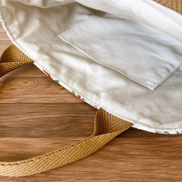 〈コンパクトサイズ〉スペイン製・ゴブラン織/カラフルリーフ（ツリー）トートバッグ 7枚目の画像