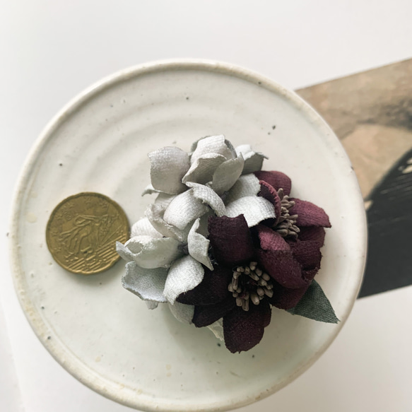 チョコレートコスモス＆紫陽花のクリップ&コサージュ 4枚目の画像