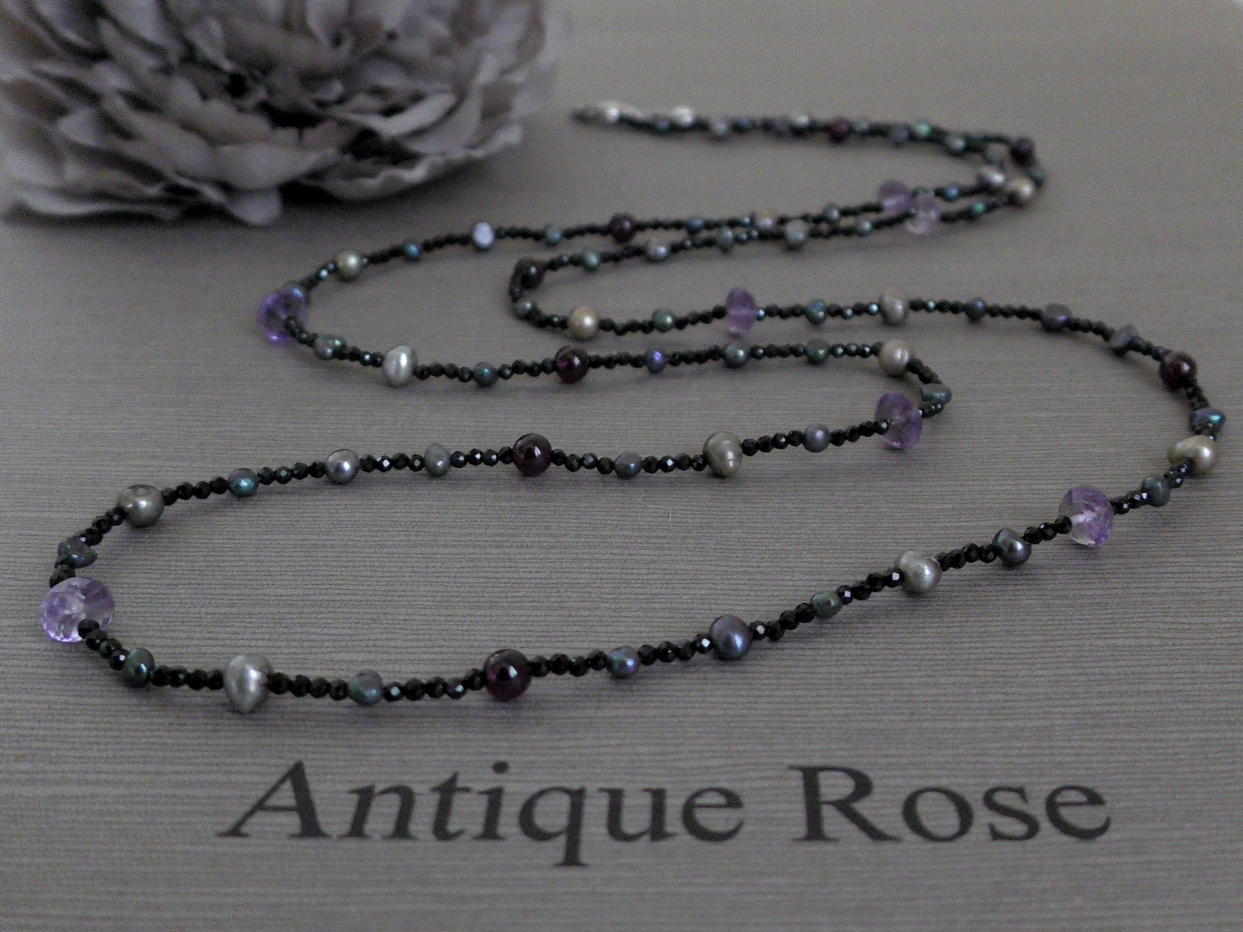 ❮再販❯ 天然石★ ブラックスピネル デザインロングネックレス