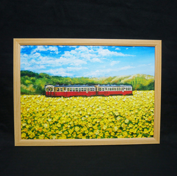 アートポスター【菜の花畑を走る小湊鉄道】 1枚目の画像