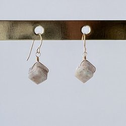 Style.K】 14kgf ブルーオパールピンクオパールコッパー ピアス 天然石