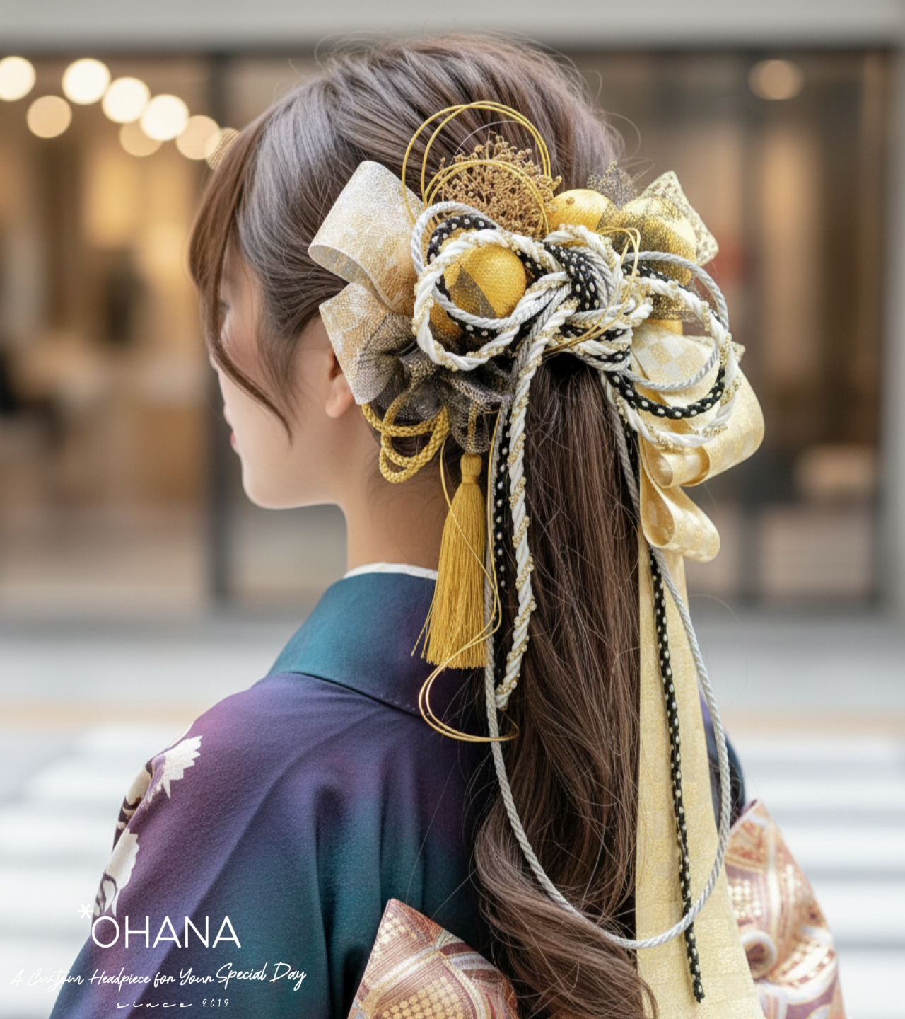 髪飾り　チュール  水引 リボン　振袖　袴　ヘアアレンジ  卒業式  成人式　七五三　前撮り　和装　和玉　OHANA