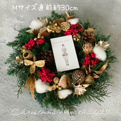 (sold out‼︎) 2022年クリスマスリースMサイズ　プリザーブドフラワー　クリスマスリース 3枚目の画像
