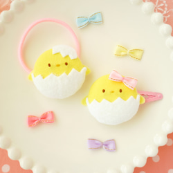 ⓝⓔⓦ【ぽちゃニワトリ＆ヒヨコ】ベビーヘアクリップ　キッズヘアクリップ　ヘアゴム ⓝⓔⓦ【ぽちゃニワトリ＆ヒヨコ】ベビーヘアクリップキッズヘア