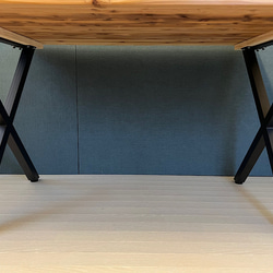 【送料無料】 テーブル 長方形 120cm 80cm 71cm スギ アイアン X脚 6枚目の画像