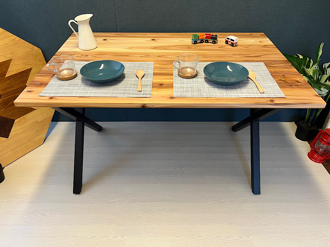 角 杉 折畳み脚 80cm 木組 【オーダー】 長方形 ローテーブル 140cm