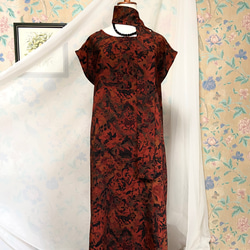 縮緬 大和路の紅葉 フレンチスリーブワンピース&リボンベルト 着物