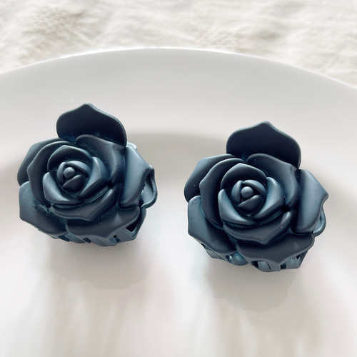 ヘアクリップ バンスクリップ 小さめ 花 フラワー バラ 薔薇 2個セット 