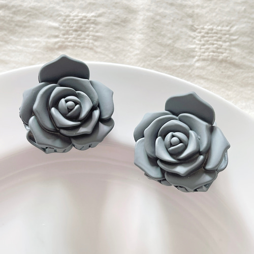 ヘアクリップ バンスクリップ 小さめ 花 フラワー バラ 薔薇 2個セット 