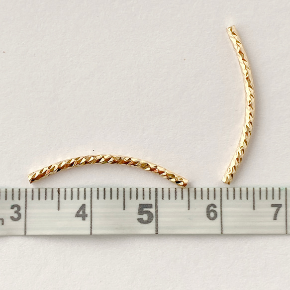 【14kgf】カーブチューブ　2個　25×1.5mm 穴1mm ネックレス　アクセサリー　パーツ　金属アレルギー　素材 2枚目の画像