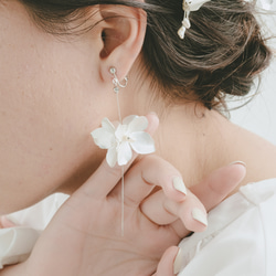 matt silver flower マットシルバー フラワー ピアス イヤリング ブライダル ウェディング 結婚式 3枚目の画像