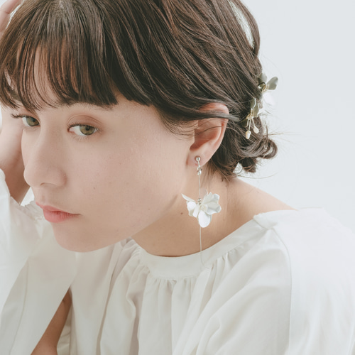 matt silver flower マットシルバー フラワー ピアス イヤリング