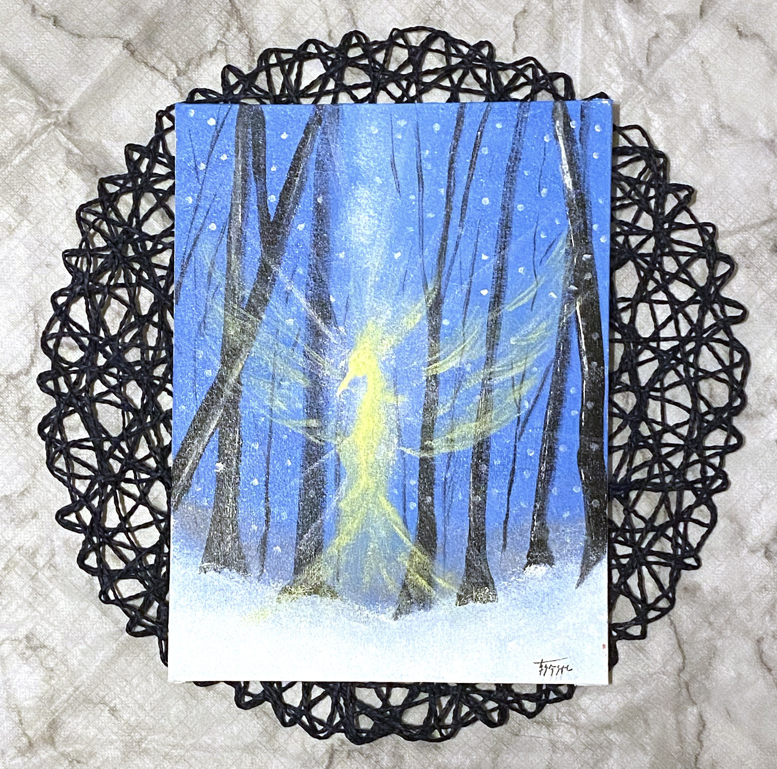 風景画 花の絵 富士山 アクリル画 原画「喜びの春2」F6 絵画