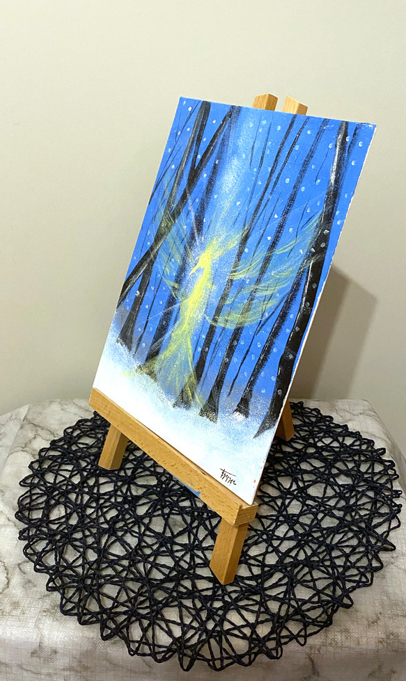 【原画】F4サイズ キャンバスアート 雪の森の鳳凰　Phoenix in the snow forest 2枚目の画像