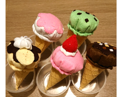 アイスクリームオーダーページ】フェルトままごと おままごと