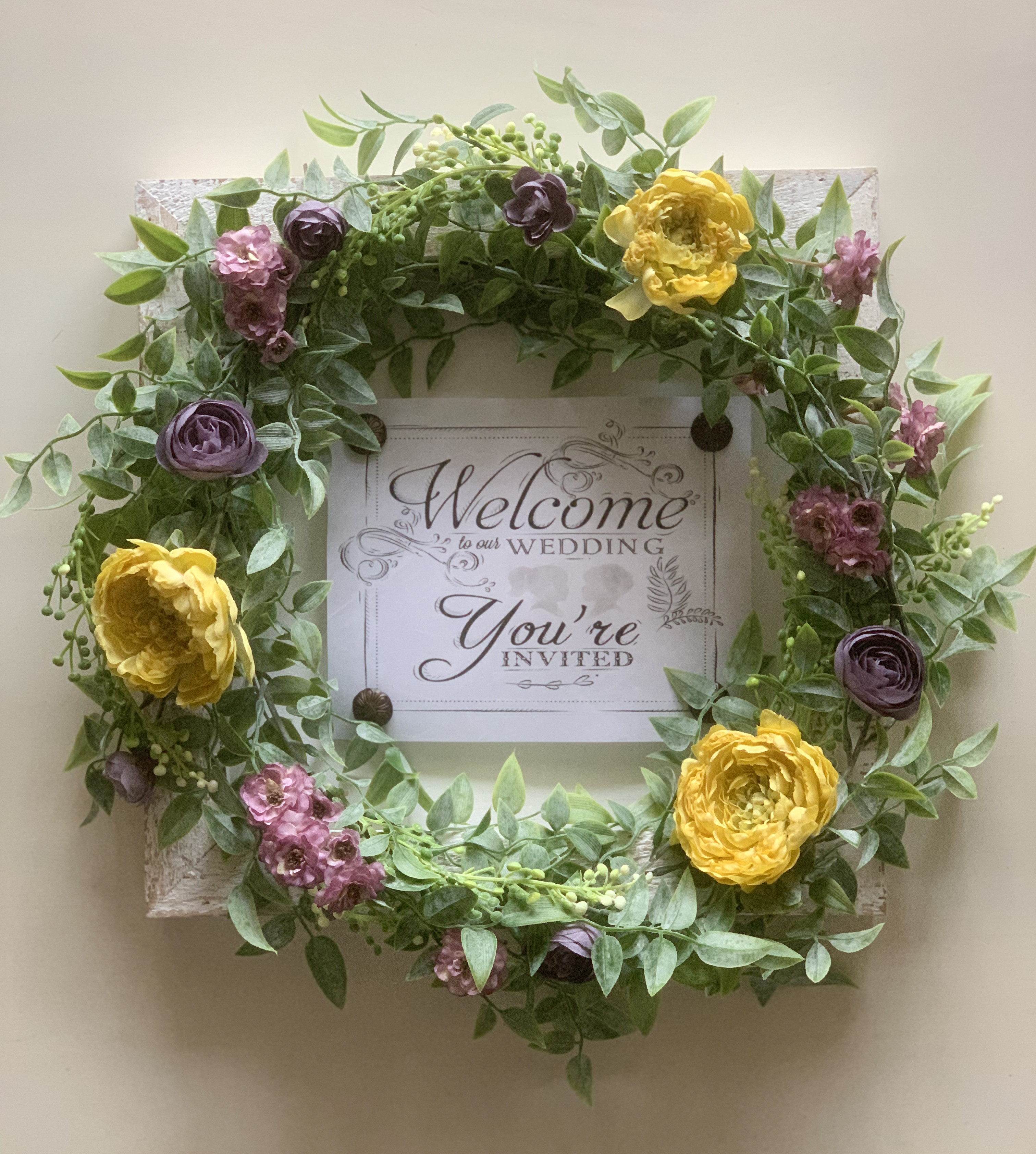 ウェルカムボード/ 花冠のような野の花のナチュラルフレーム