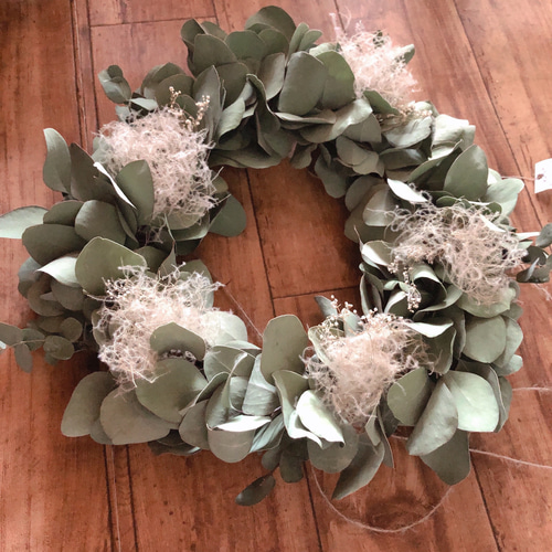 受注制作スモークツリーとユーカリのフライングリース