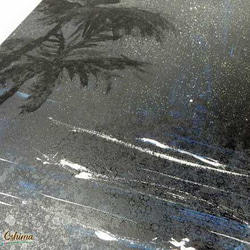 絵画★原画（1点限り）『星降る波の夜』（アクリル水彩画 2022年10月6日製作）【アート】 3枚目の画像