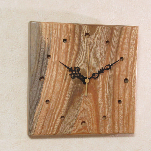 天然木 欅（ケヤキ）　木製時計48（掛け時計） 3枚目の画像