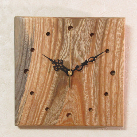 天然木 欅（ケヤキ）　木製時計48（掛け時計） 5枚目の画像