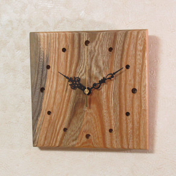 天然木 欅（ケヤキ）　木製時計48（掛け時計） 2枚目の画像