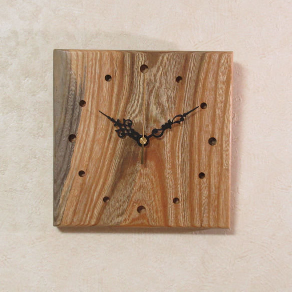 天然木 欅（ケヤキ）　木製時計48（掛け時計） 1枚目の画像