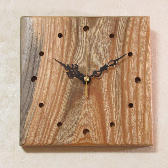 天然木 欅（ケヤキ）　木製時計48（掛け時計） 4枚目の画像