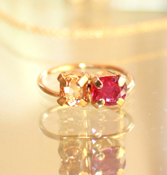 - beautifull precious - k18gp Ruby & Citrine Ring 2枚目の画像