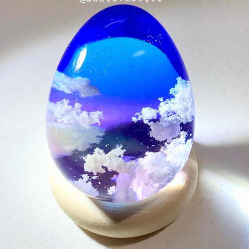 空レジン-宝石の夜空 木製台付き プレゼント 雲 卵 その他アート Annie