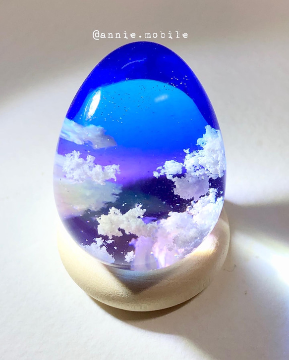 空レジン-宝石の夜空 木製台付き プレゼント 雲 卵 その他アート