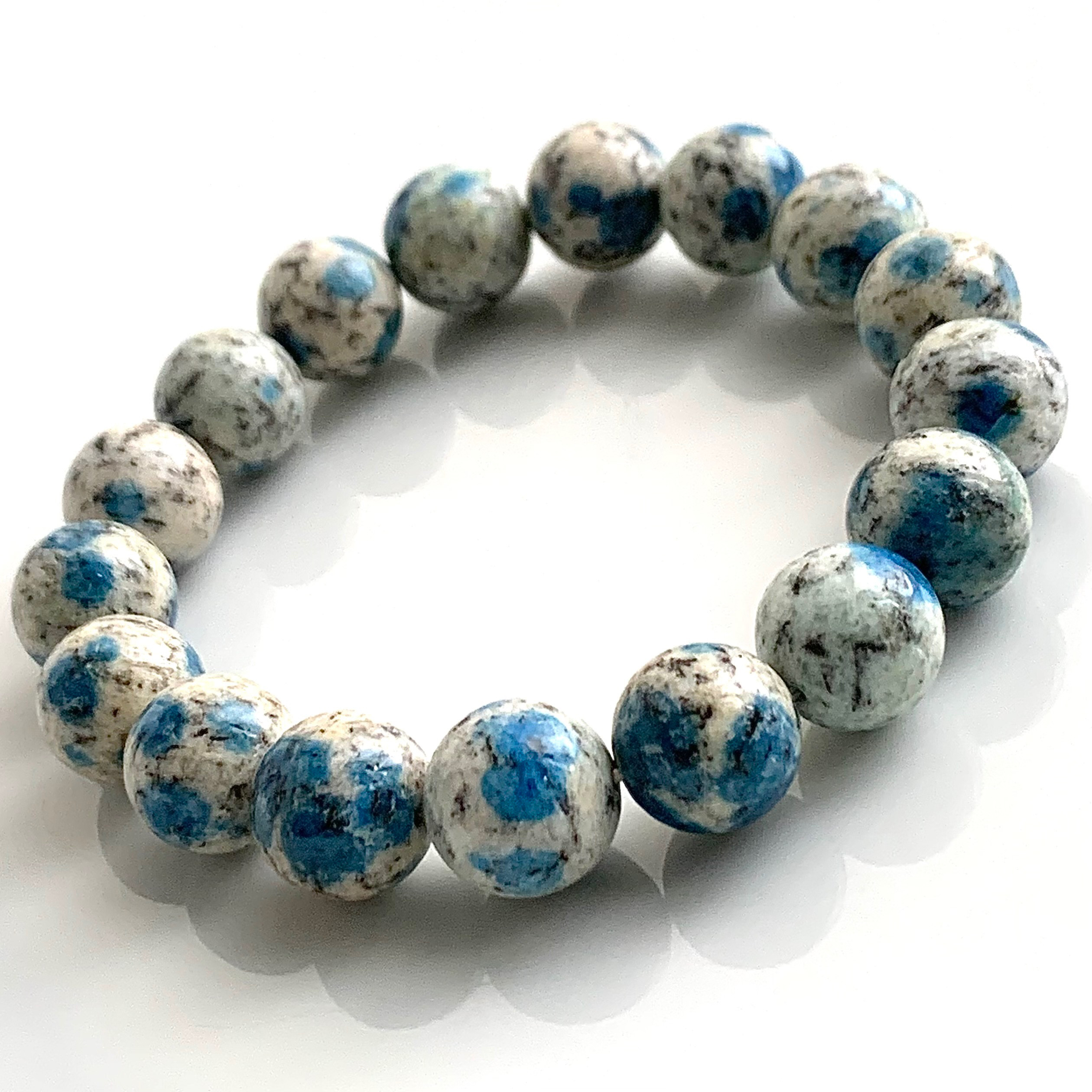 カラコルム山脈K2ストーン☆アズライトイングラナイトのブレスレット-E☆11.0-11.4mm