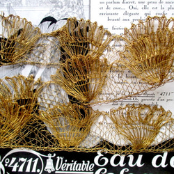 *♥*Antique Warm Gold Metal Thread Trim Fan*♥* 8枚目の画像