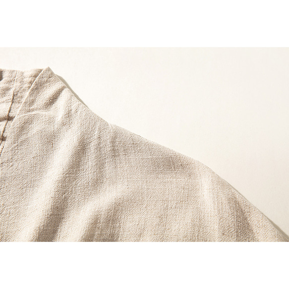 リネン羽織り　リネンコットンコート　綿麻混紡　ベージュ　#L107 4枚目の画像