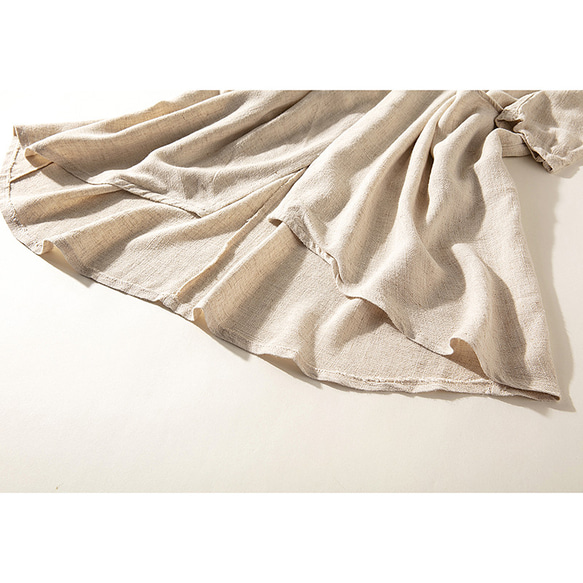 リネン羽織り　リネンコットンコート　綿麻混紡　ベージュ　#L107 9枚目の画像