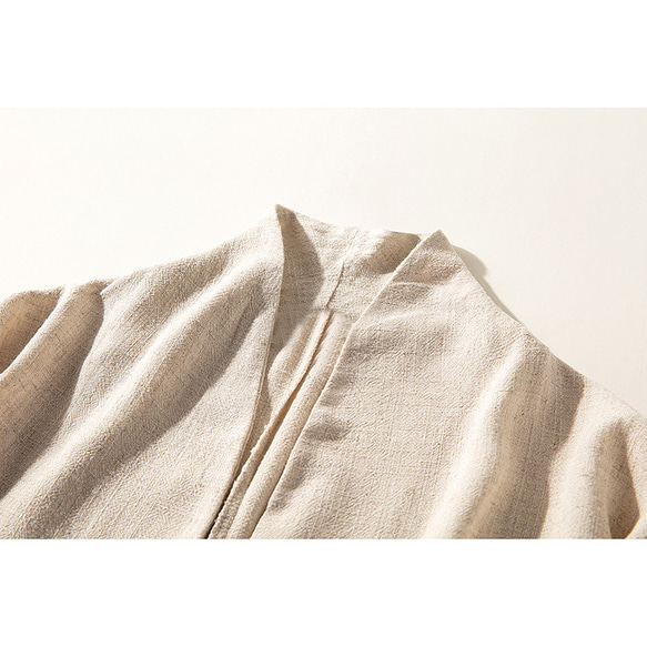 リネン羽織り　リネンコットンコート　綿麻混紡　ベージュ　#L107 3枚目の画像