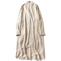 リネン羽織り　リネンコットンコート　綿麻混紡　ベージュ　#L107 2枚目の画像