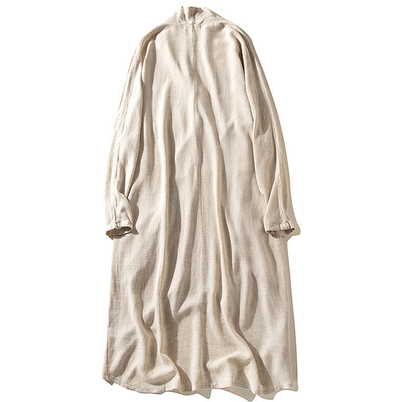 リネン羽織り　リネンコットンコート　綿麻混紡　ベージュ　#L107 2枚目の画像
