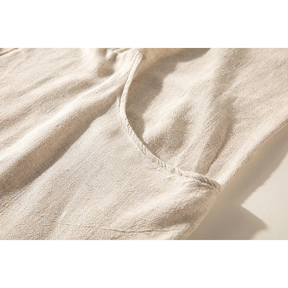 リネン羽織り　リネンコットンコート　綿麻混紡　ベージュ　#L107 7枚目の画像