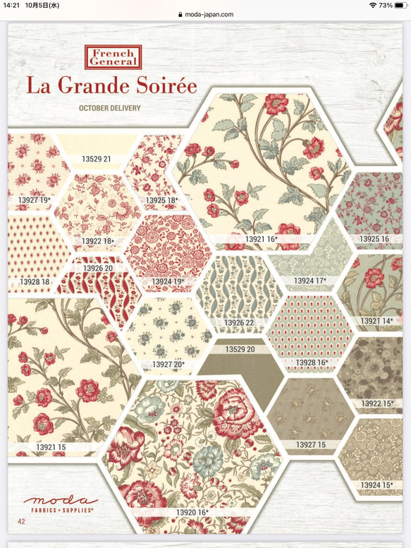 新作入荷！『Moda モダ　 La Grand Soiree　　くすんだ薄茶×小花柄』～50㎝単位でカット～ 3枚目の画像