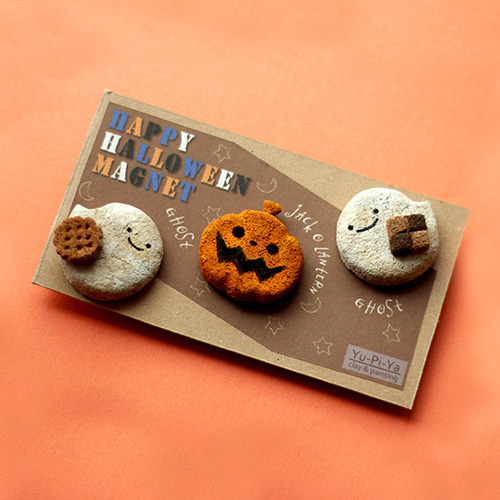コルククレイのハロウィンマグネット 3個セット 【おばけ×2・ジャック