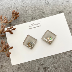 ひし型/シェルフレークレジンピアスorイヤリング/ピンク ピアス