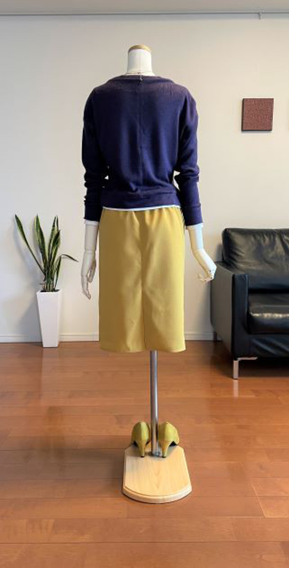 【完成品】5号 タックタイトスカート(マスタード/膝下丈/Wゴム） 4枚目の画像