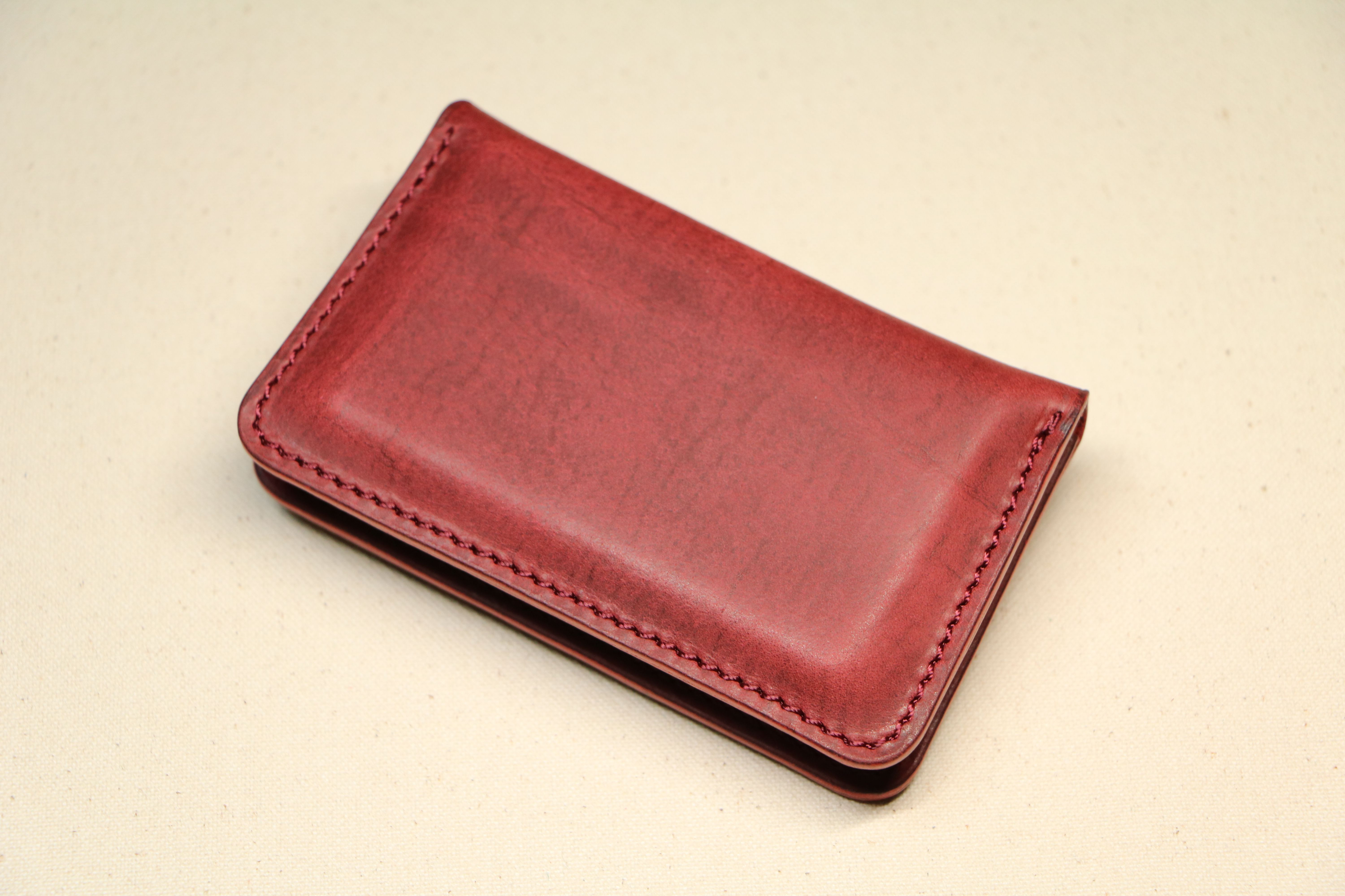 【薄マチ名刺入れ】国産オイル ワイン EC-002