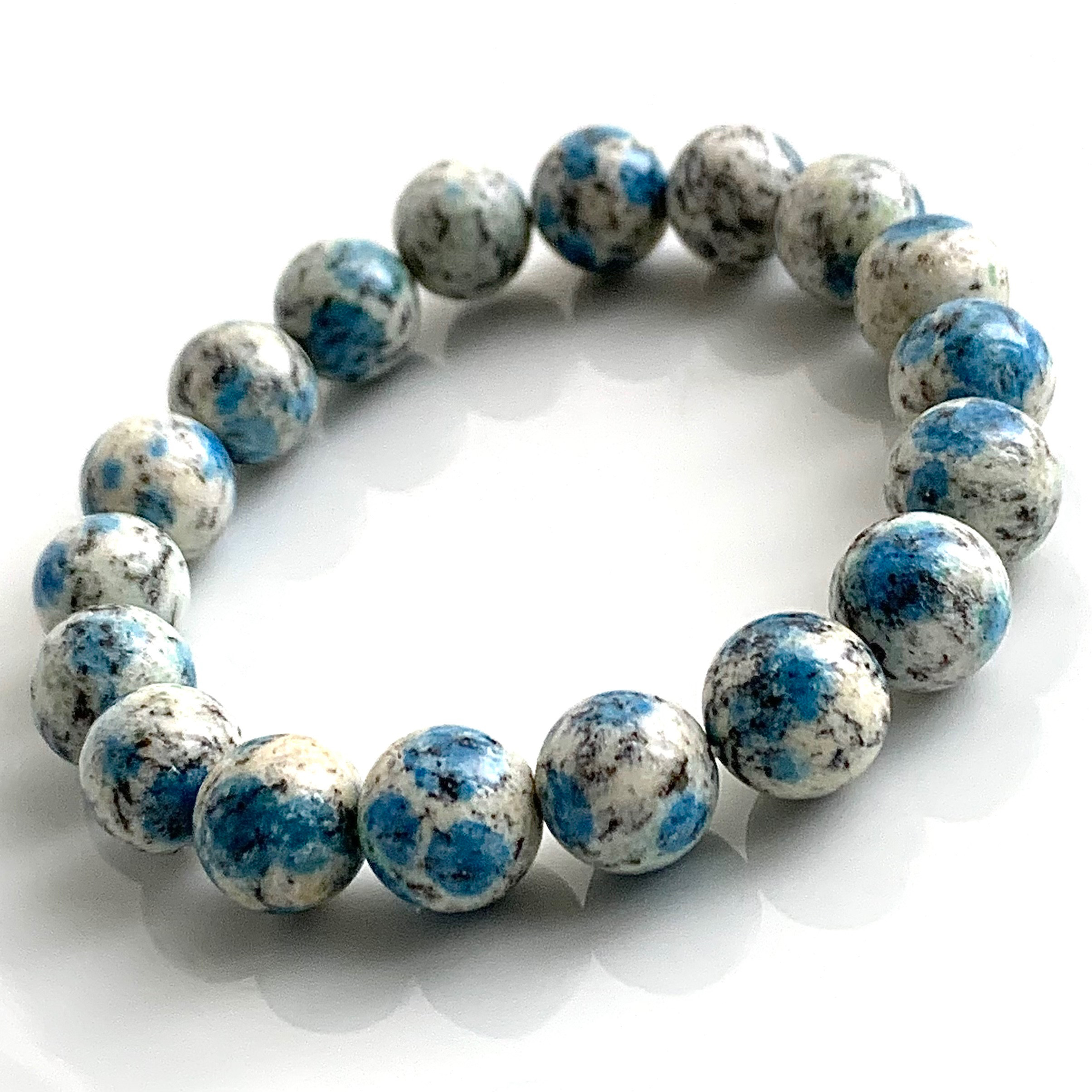 カラコルム山脈K2ストーン☆アズライトイングラナイトのブレスレット-B☆10.1-10.5mm