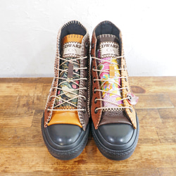 【受注制作】リバ＆モリスの牛革パッチワーク靴 HI 黒ソール 2枚目の画像