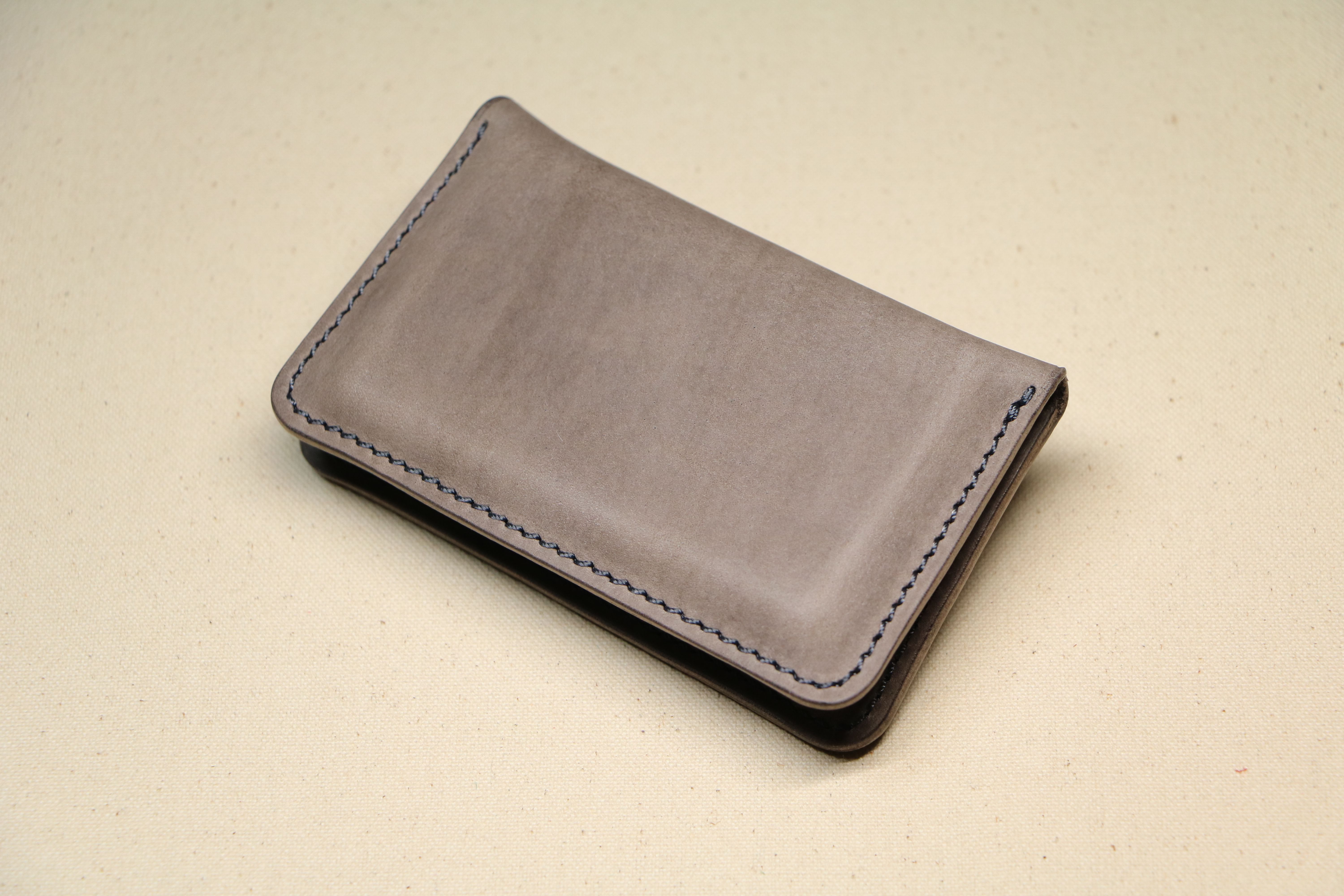 【薄マチ名刺入れ】国産オイル グレー EC-002