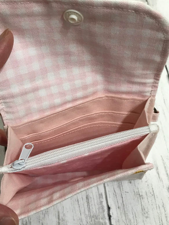 子供財布　ミニ財布　財布【受注制作】さくらんぼ柄　ピンク 4枚目の画像