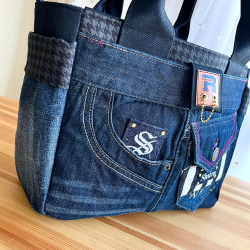 大きめデニムリメイクバッグNo.161トートバッグ マザーズバッグ
