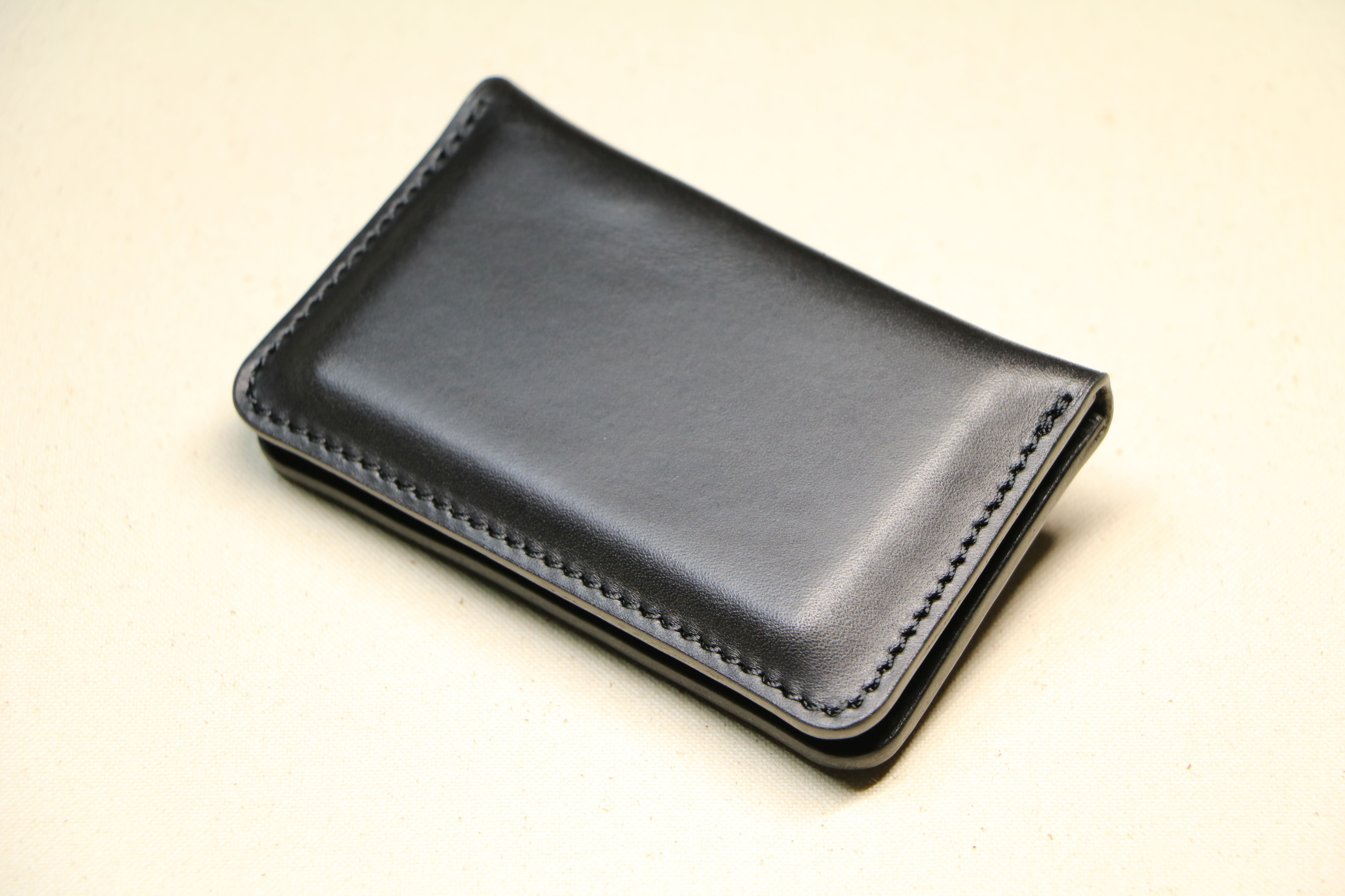 【薄マチ名刺入れ】ブッテーロ ブラック EC-002