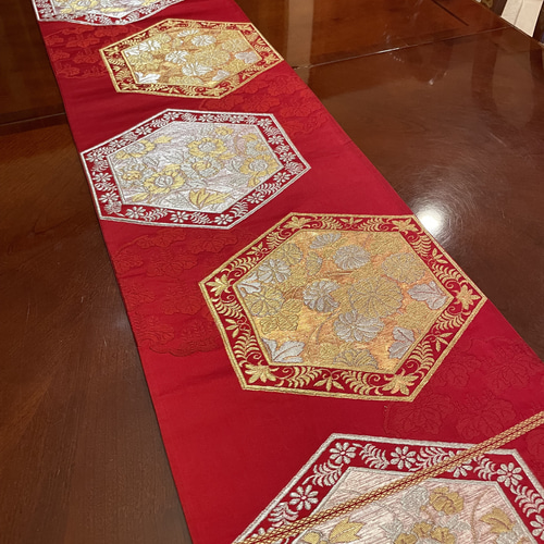 A802高級‼️ひな祭り‼️袋帯テーブルランナー2m16cm　38万円の上代付き A802高級‼️ひな祭り‼️袋帯テーブルランナー2m16cm 38万円の